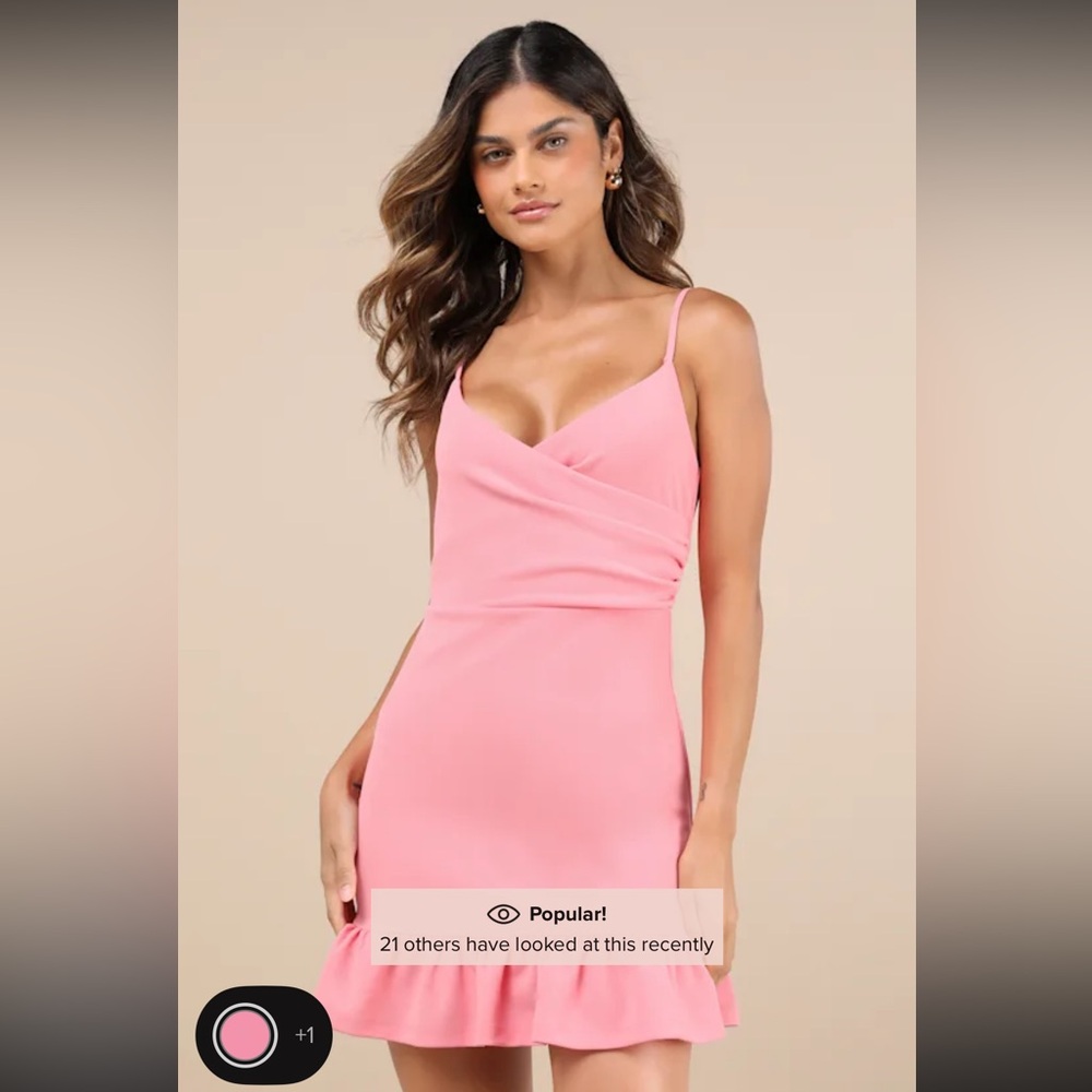 Lulu's Pink Mini Dress with Ruffle Hem - Picture 3 of 3